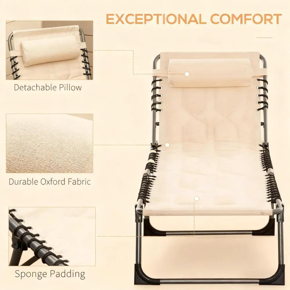 Outdoor Reclining Camping Tanning Chair with Headrest by HouseOfZazla
