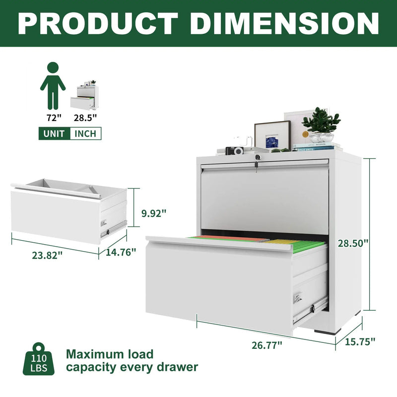 Premium Drawer Metal Lateral File Cabinet With Lock by Unique Piece Furniture