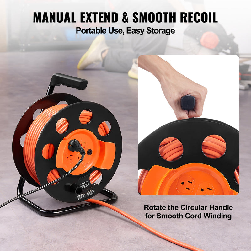 100FT Extension Cord Reel with 4 Outlets and Dust Cover, photo 5 of 10