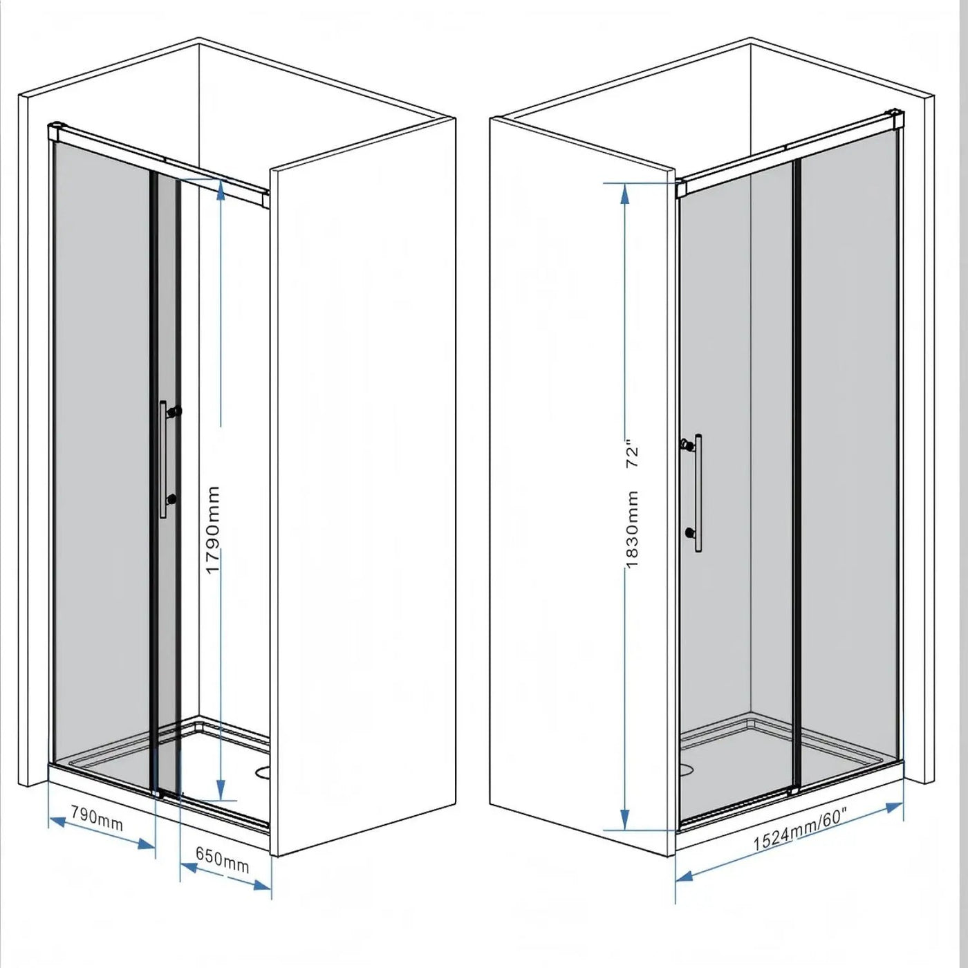 Frameless Single Sliding Shower Door With Handle by HouseOfZazla