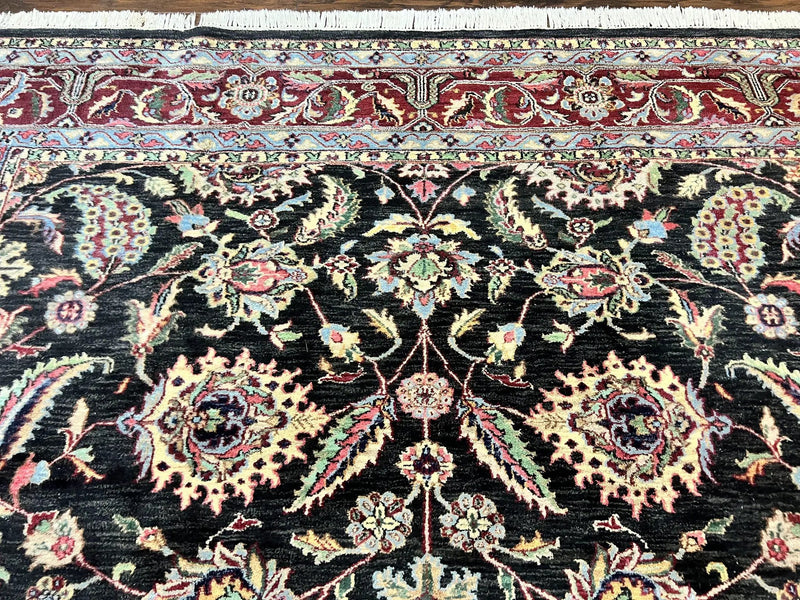 Indo Persian Rug 8x10, Nourison Carpet, Floral, Hand Knotted Vintage Wool Rug by Jewel Rugs