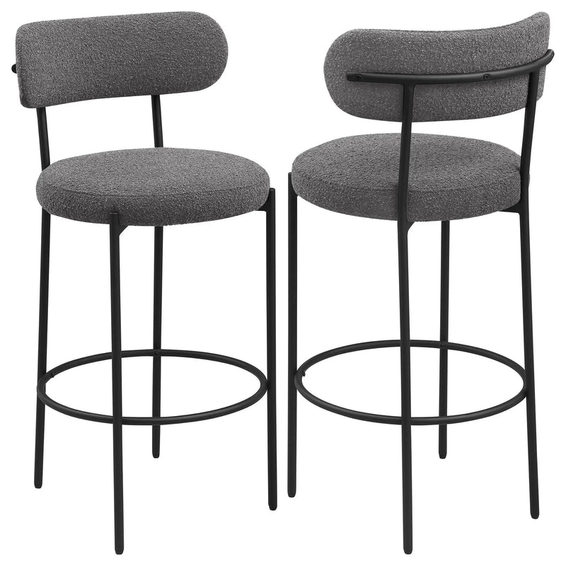 Viola Boucle Upholstered Bar Chair Grey (Set of 2) by Unique Piece Furniture