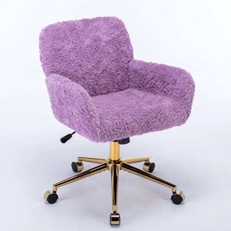 Office Chair, Artificial Rabbit Hair Home Office Chair With Metal Base, Adjustable Desk Chair Swivel Office Chair, Vanity Chair by Unique Piece Furniture