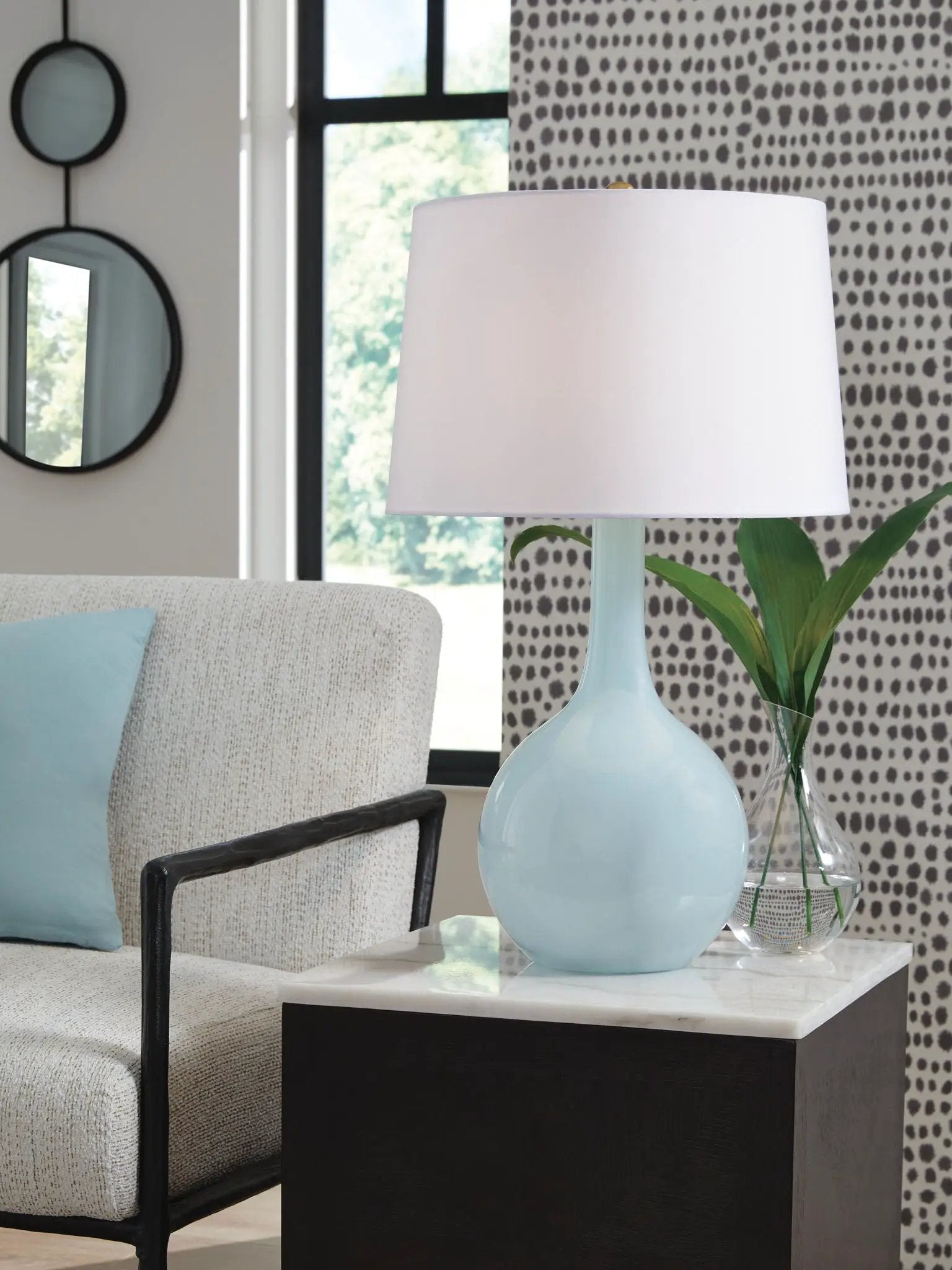 Rylanton - Glass Table Lamp - Aqua by Unique Piece Furniture