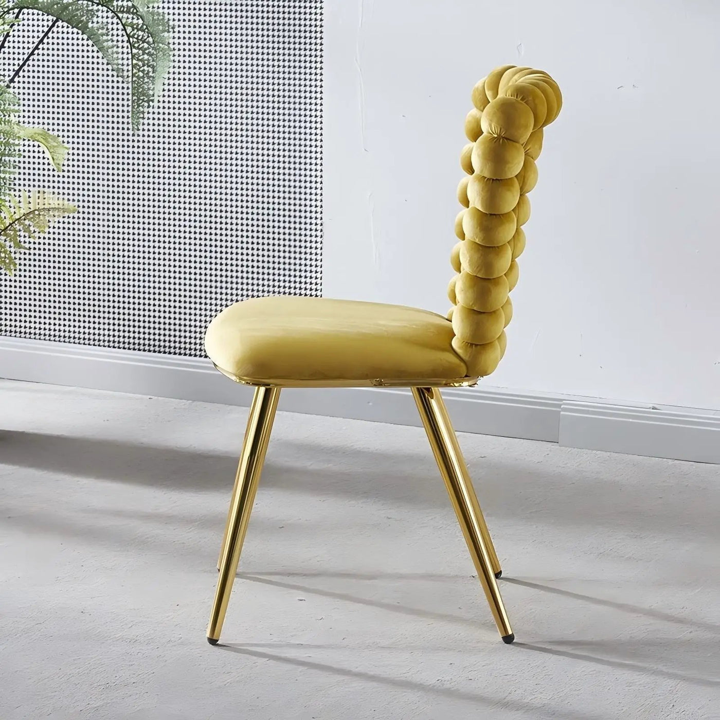 Modern Chair With Iron Tube Legs, Soft Cushions And Comfortable Backrest, Suitable For Dining Room, Living Room, Cafe, Hairball Back by HouseOfZazla