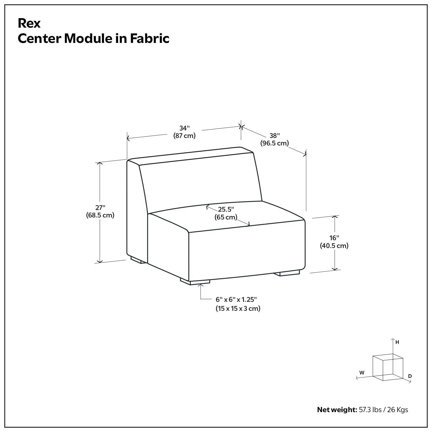 Rex - Center Sofa Module by HouseOfZazla