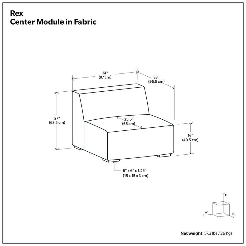 Rex - Center Sofa Module by HouseOfZazla