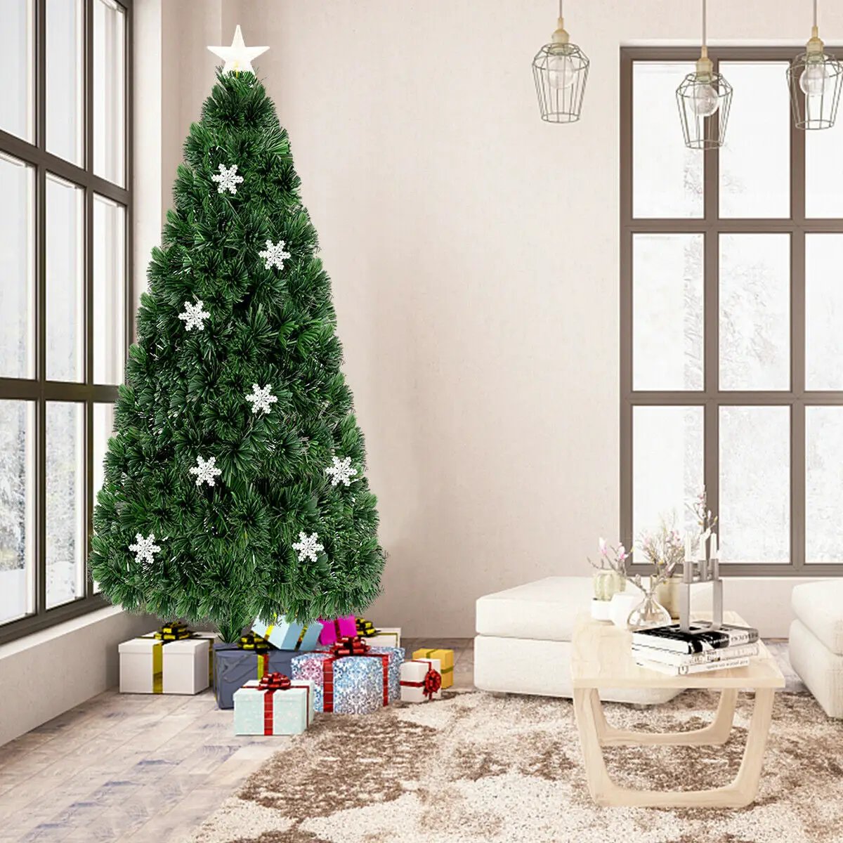 LED Optic Artificial Christmas Tree with Snowflakes by DirectDeals