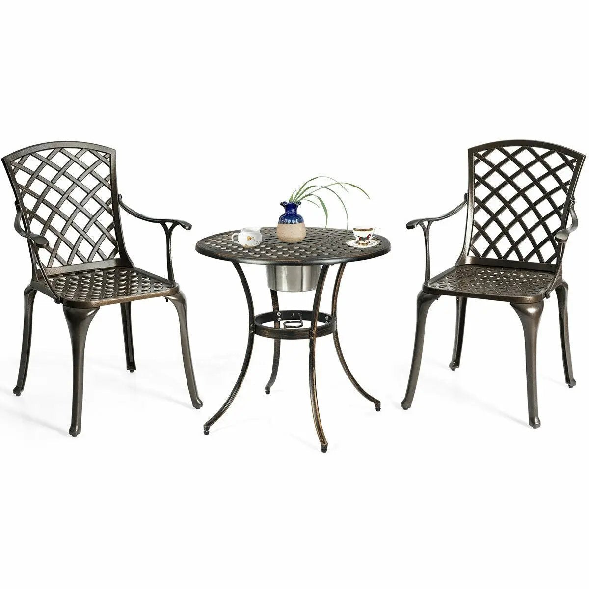 Outdoor Aluminum Dining Set of 2 Patio Bistro Chairs by DirectDeals