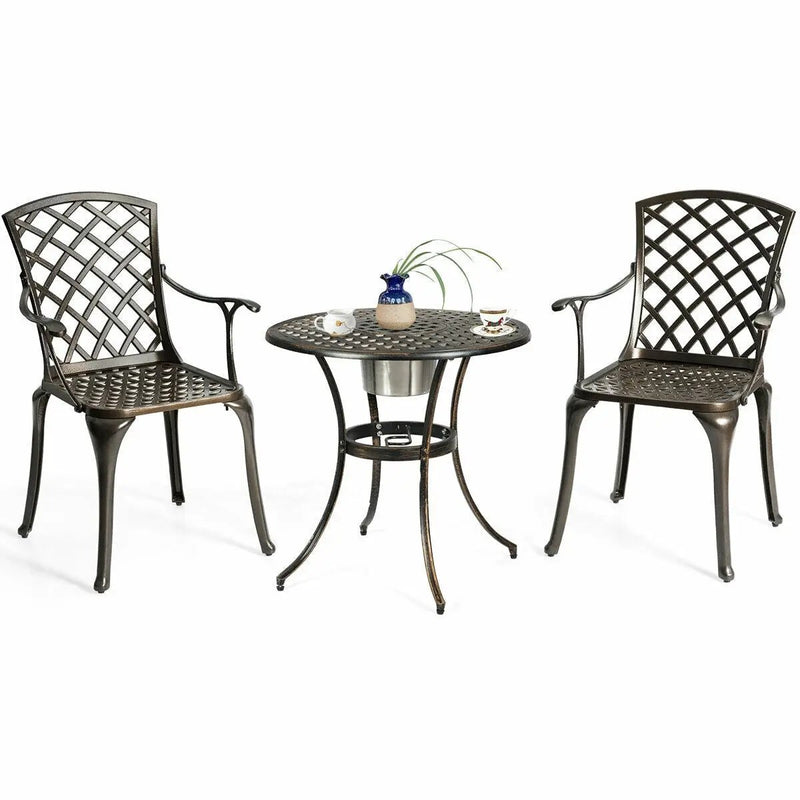 Outdoor Aluminum Dining Set of 2 Patio Bistro Chairs by DirectDeals