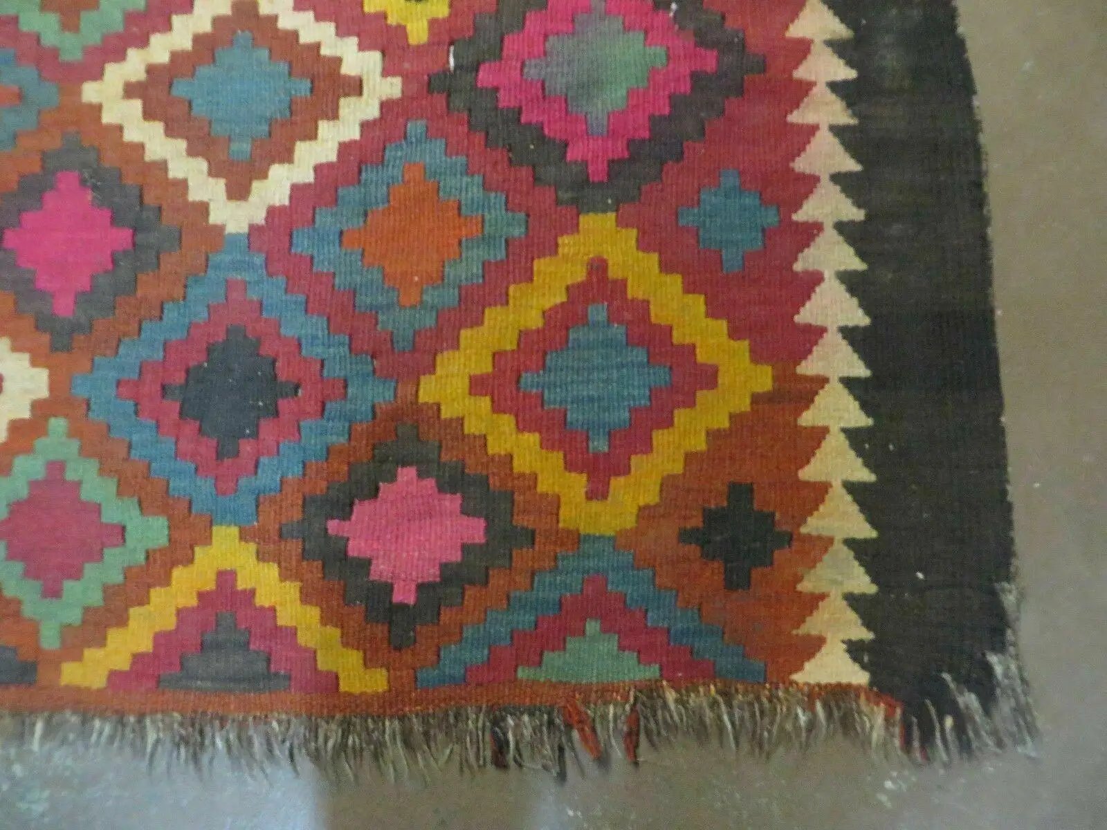 7' X10' Antique Afghan Kilim Handmade Flat Weave Wool Rug Vegy Organic Colorful by Jewel Rugs