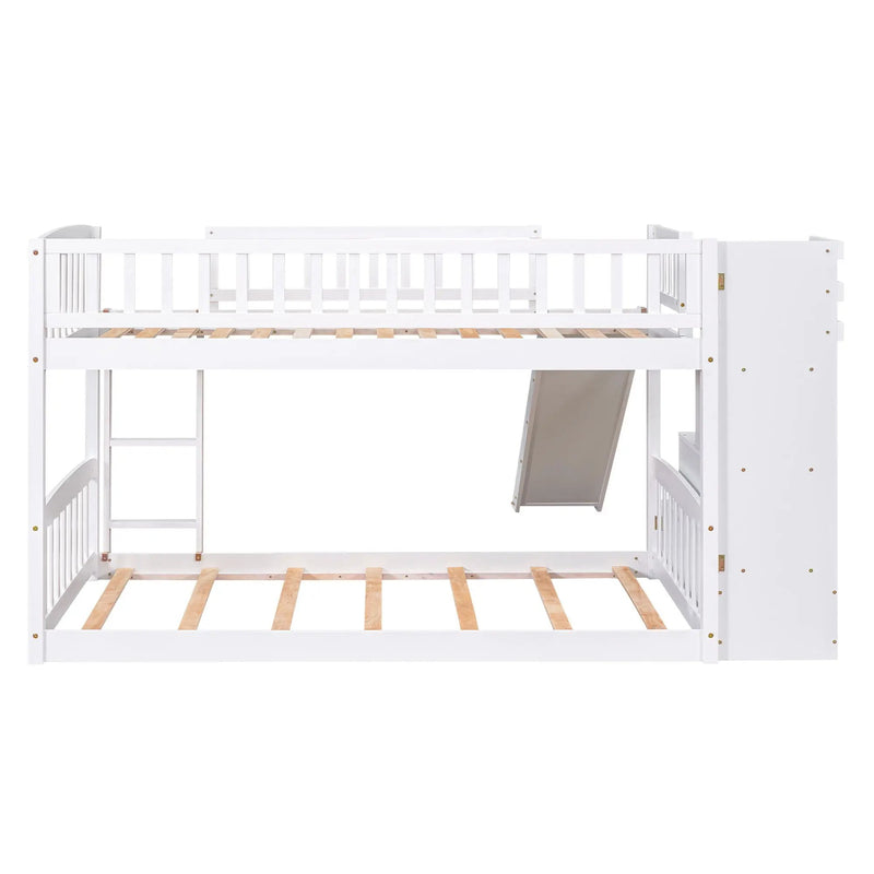Twin Over Twin Stairway Bunk Bed With Two Drawers And Slide by HouseOfZazla