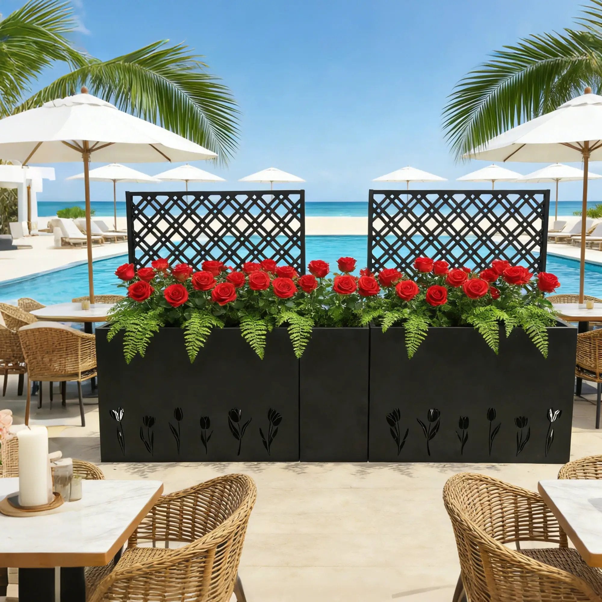 Metal Planter-Trellis Combo Set of 3 by HouseOfZazla