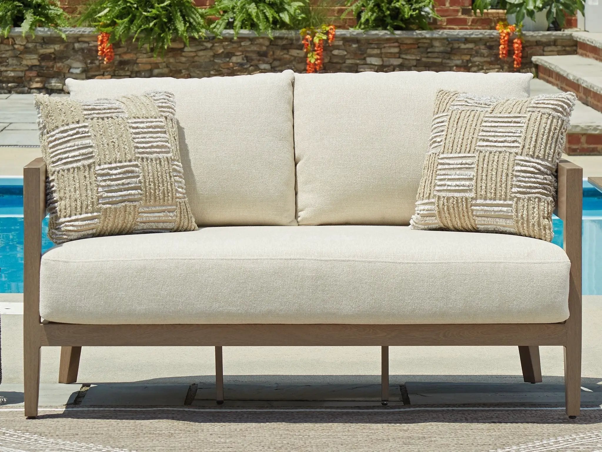 Serene Bay - Loveseat With Cushion - Dark Brown / White by Unique Piece Furniture