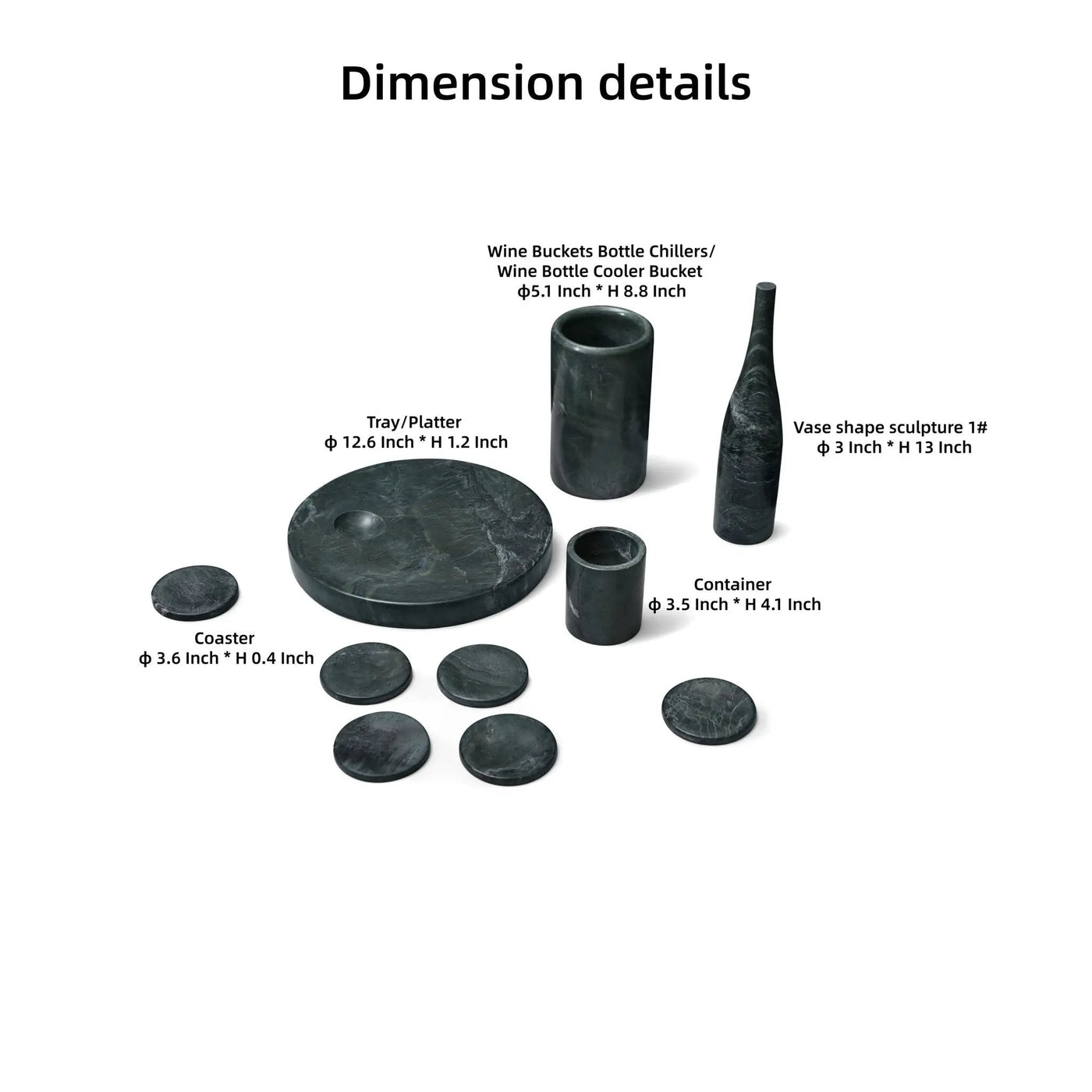 10 Pieces Luxury Natural Marble Dining Room Accessories Set by HouseOfZazla