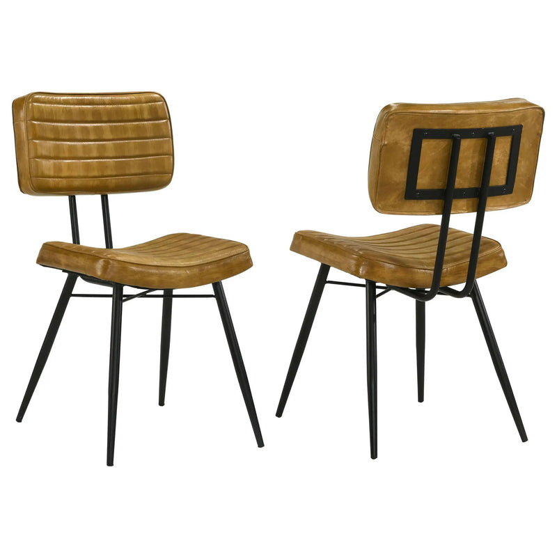 Misty Leather Upholstered Dining Side Chair Camel (Set of 2) by Unique Piece Furniture