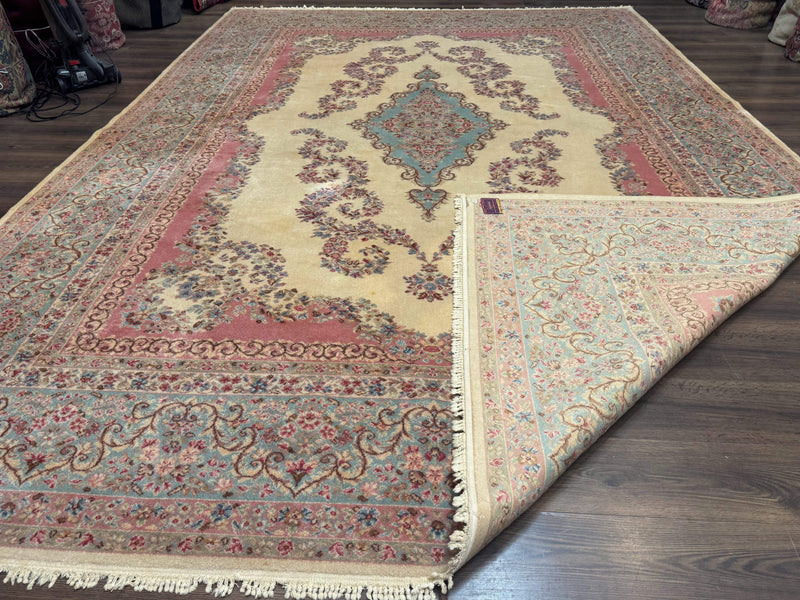 10x14 Karastan Kirman Rug #784 Pastel Ivory Kirman Medallion, Wool Antique Original 700 Series by Jewel Rugs