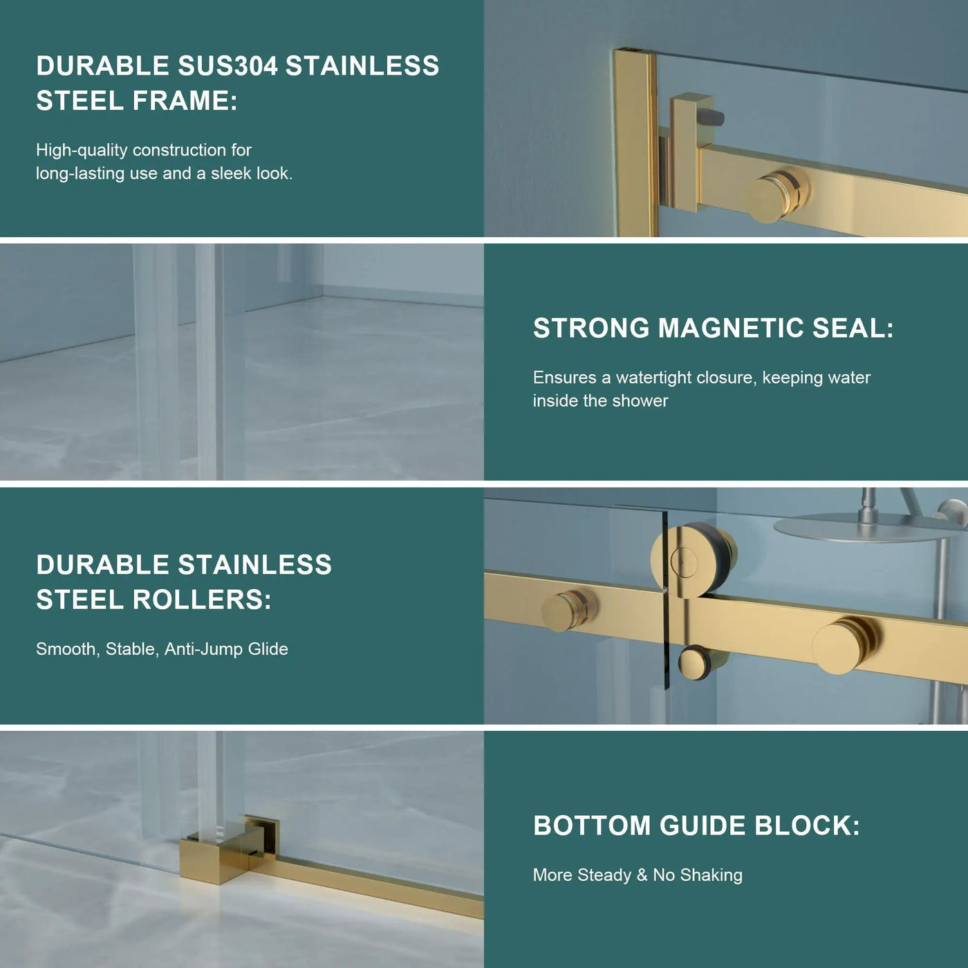 Modern Single Slide Shower Door, Tempered Glass, Stainless Steel Frame by HouseOfZazla