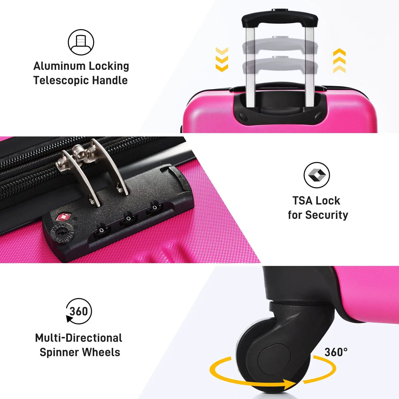 3 Piece Luggage Set Hardside Spinner Suitcase With Tsa Lock 20" 24" 28" Available by HouseOfZazla