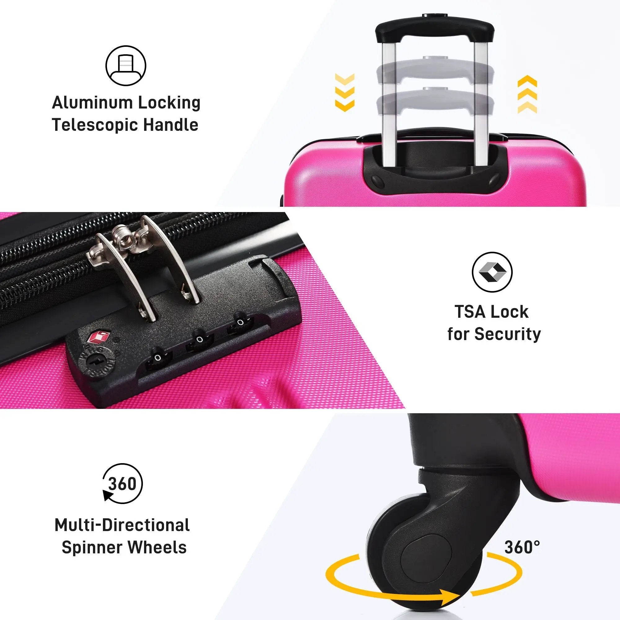 3 Piece Luggage Set Hardside Spinner Suitcase With Tsa Lock 20" 24" 28" Available by HouseOfZazla