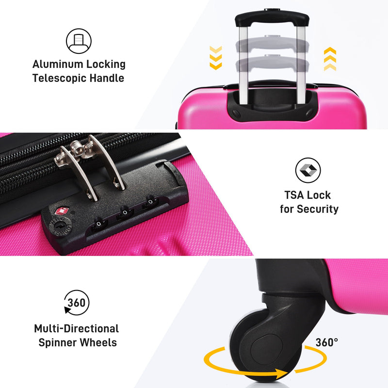 3 Piece Luggage Set Hardside Spinner Suitcase With Tsa Lock 20" 24" 28" Available by HouseOfZazla