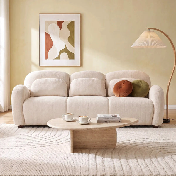 78 in. Modern 3 Seater Boucle Sofa Upholstered Couch with 3 Pillows