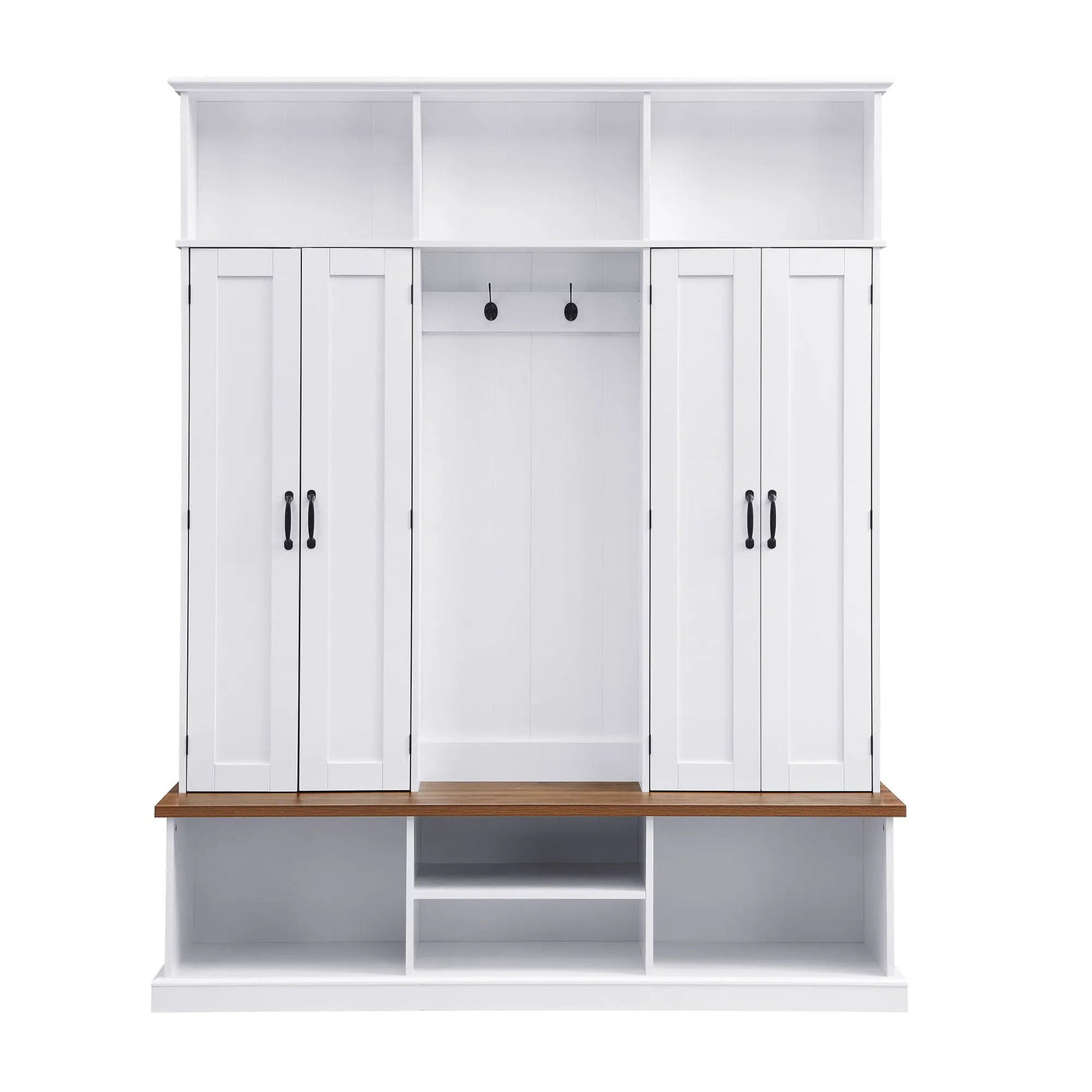 Entryway Hall Tree With Bench, 3 Top Cubbies & Bottom Storage Space by HouseOfZazla