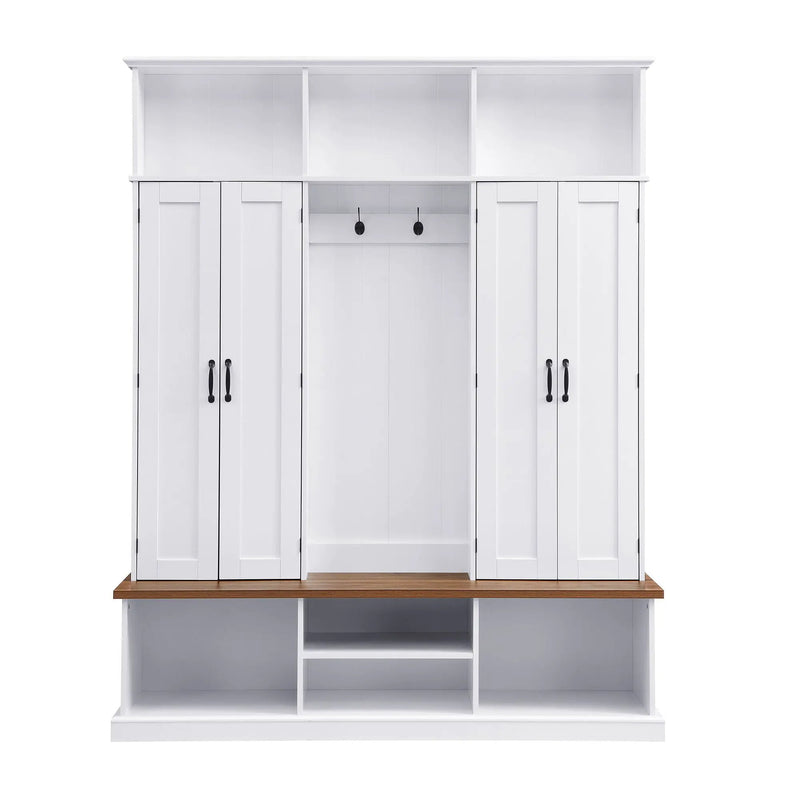Entryway Hall Tree With Bench, 3 Top Cubbies & Bottom Storage Space by Unique Piece Furniture