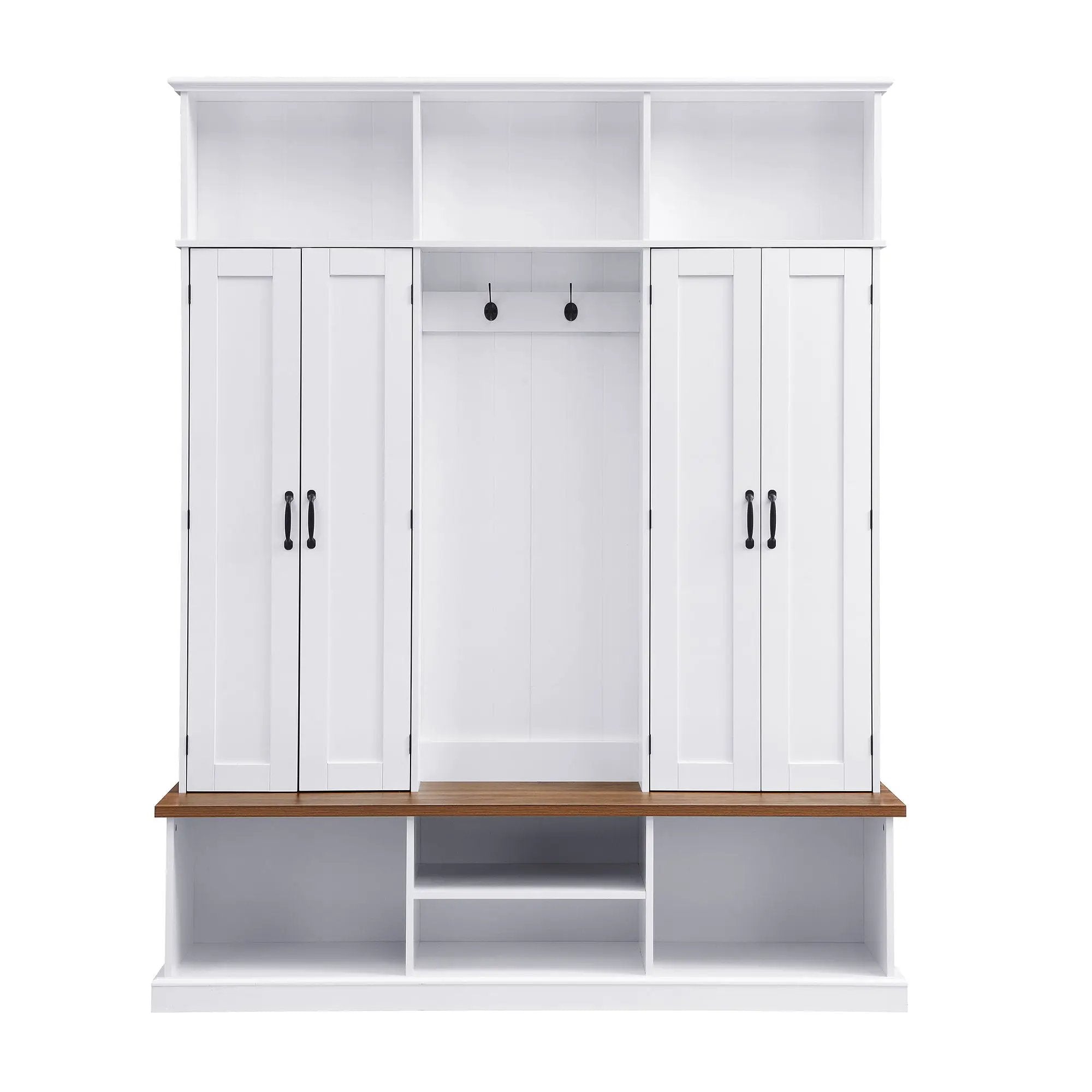 Entryway Hall Tree With Bench, 3 Top Cubbies & Bottom Storage Space by Unique Piece Furniture