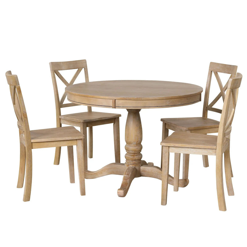Modern Dining Table Set For 4, Round Table And 4 Kitchen Room Chairs, 5 Piece Kitchen Table Set For Dining Room, Dinette, Breakfast Nook by HouseOfZazla