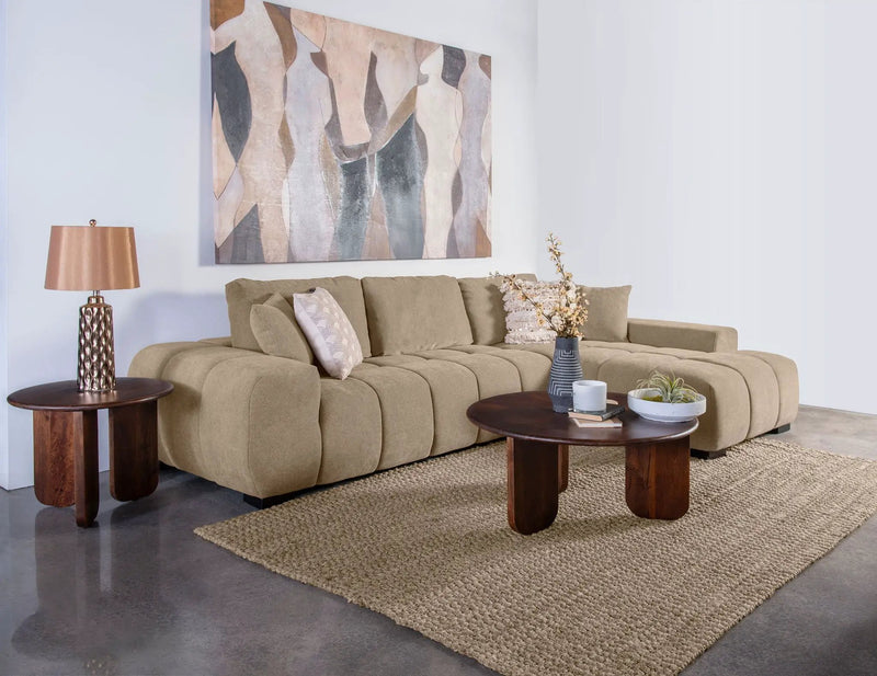 Octavia Upholstered Sectional Chaise Sofa Camel by Unique Piece Furniture