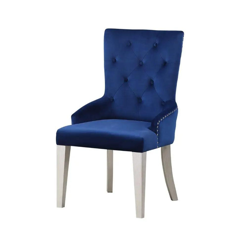 Varian - Side Chair - Blue Fabric & Antique Platinum by Unique Piece Furniture