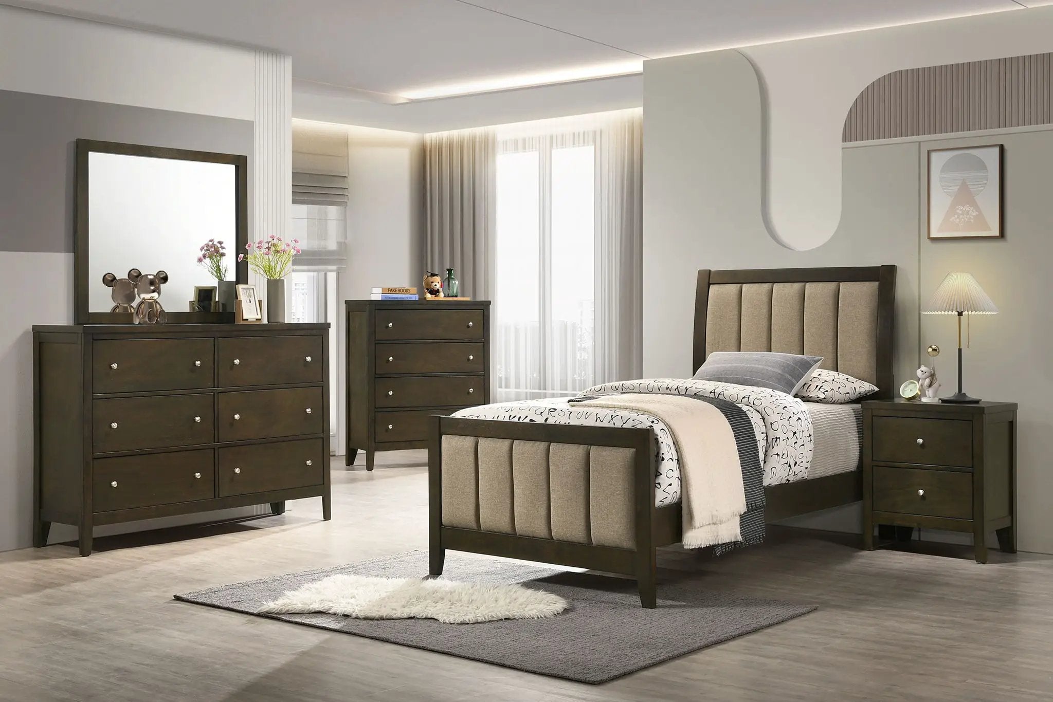 Wilkes 51-inch Upholstered Twin Bed Dark Cocoa by Unique Piece Furniture