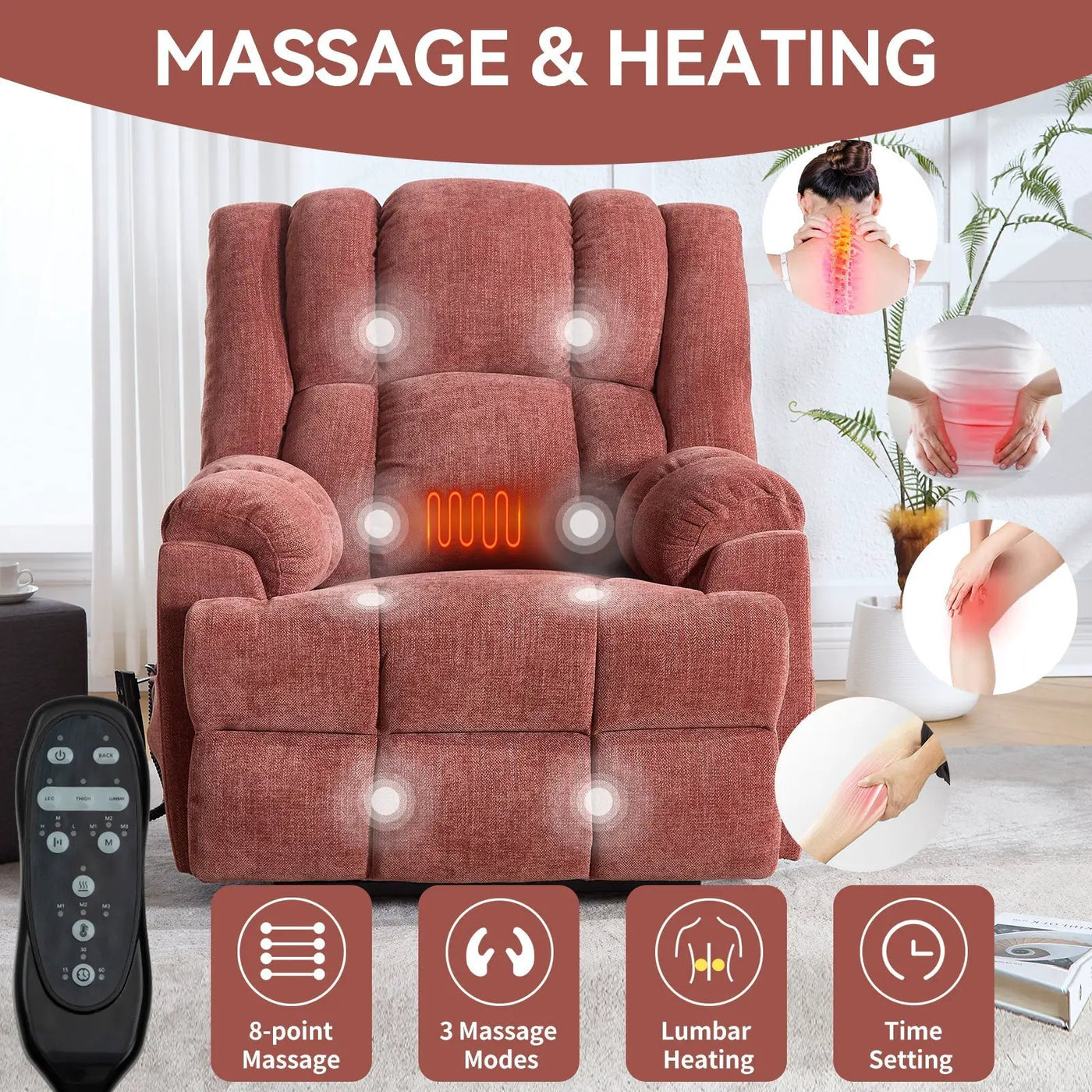 Dual Motor Heat Massage Electric Power Lift Recliner by HouseOfZazla