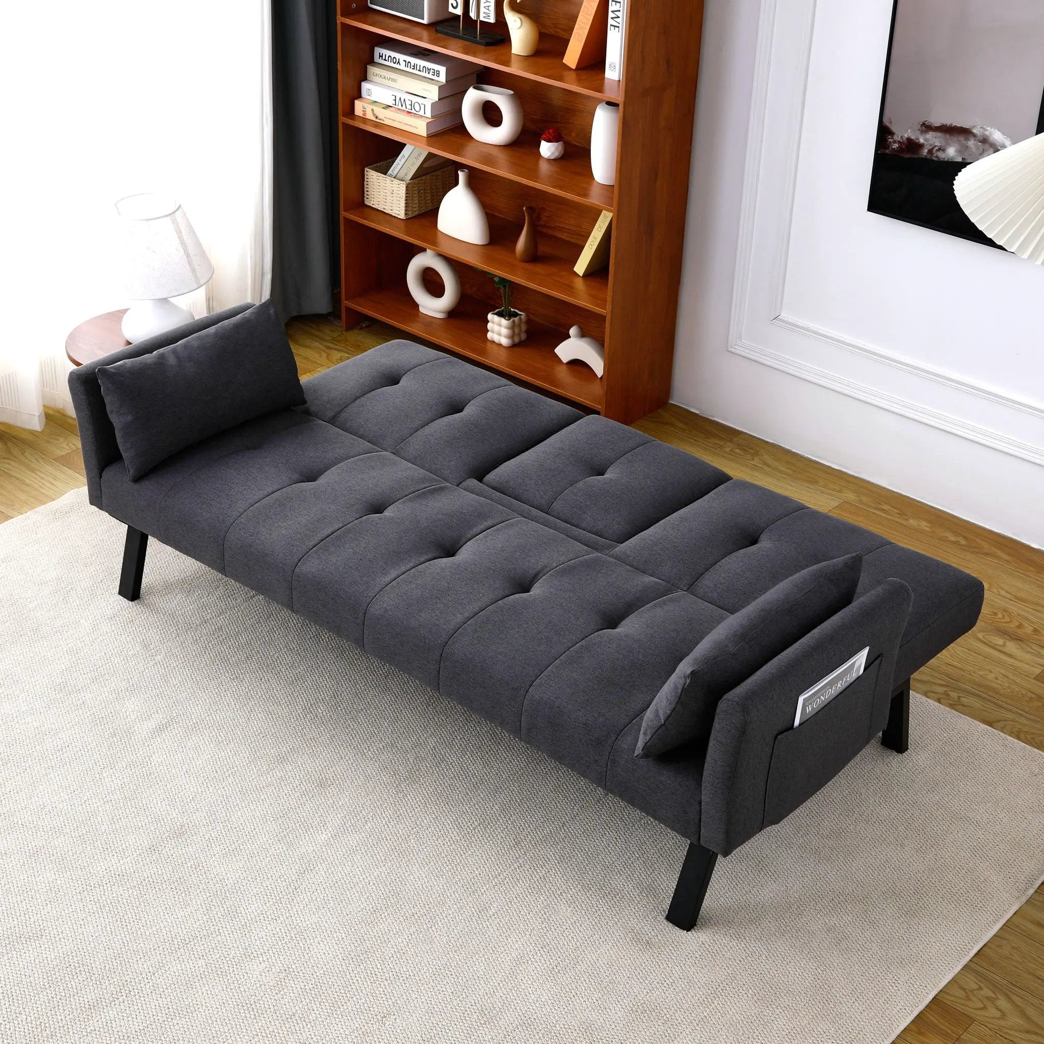 Sofa Bed With Foldable Design And Cup Holder by HouseOfZazla
