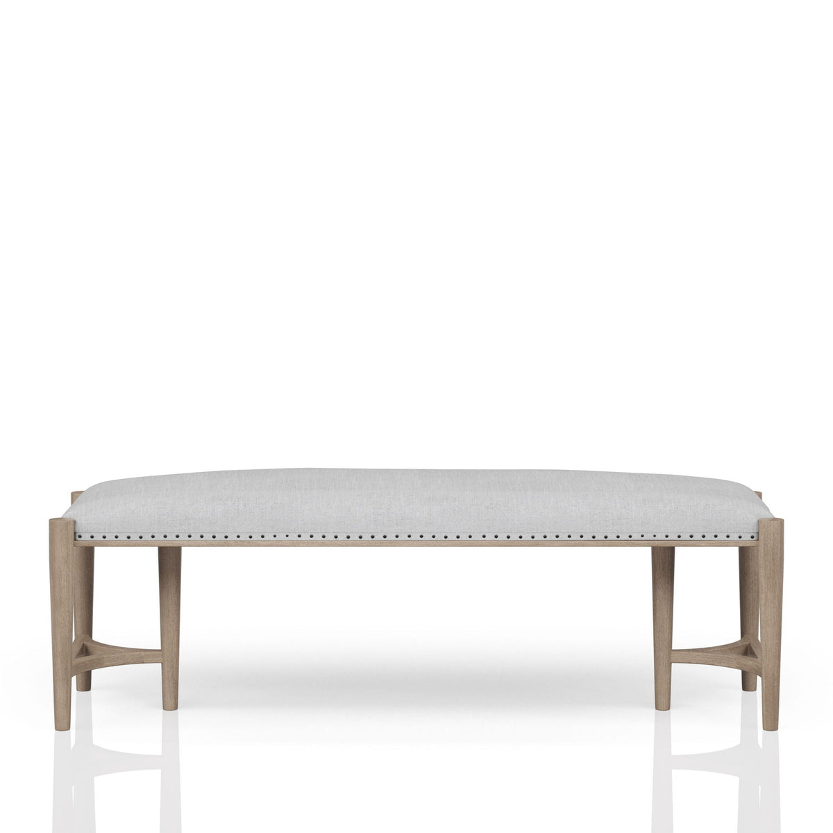 Sand Upholstered Bench with Nailhead Trim - 59.25" W