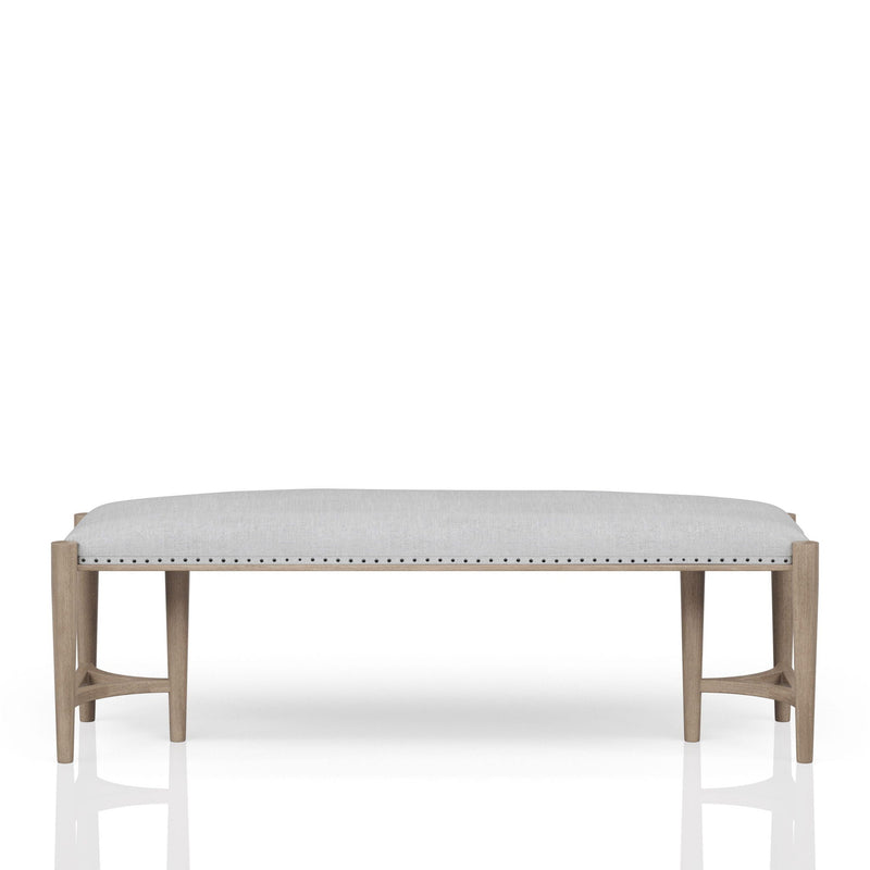 Sand Upholstered Bench with Nailhead Trim - 59.25" W