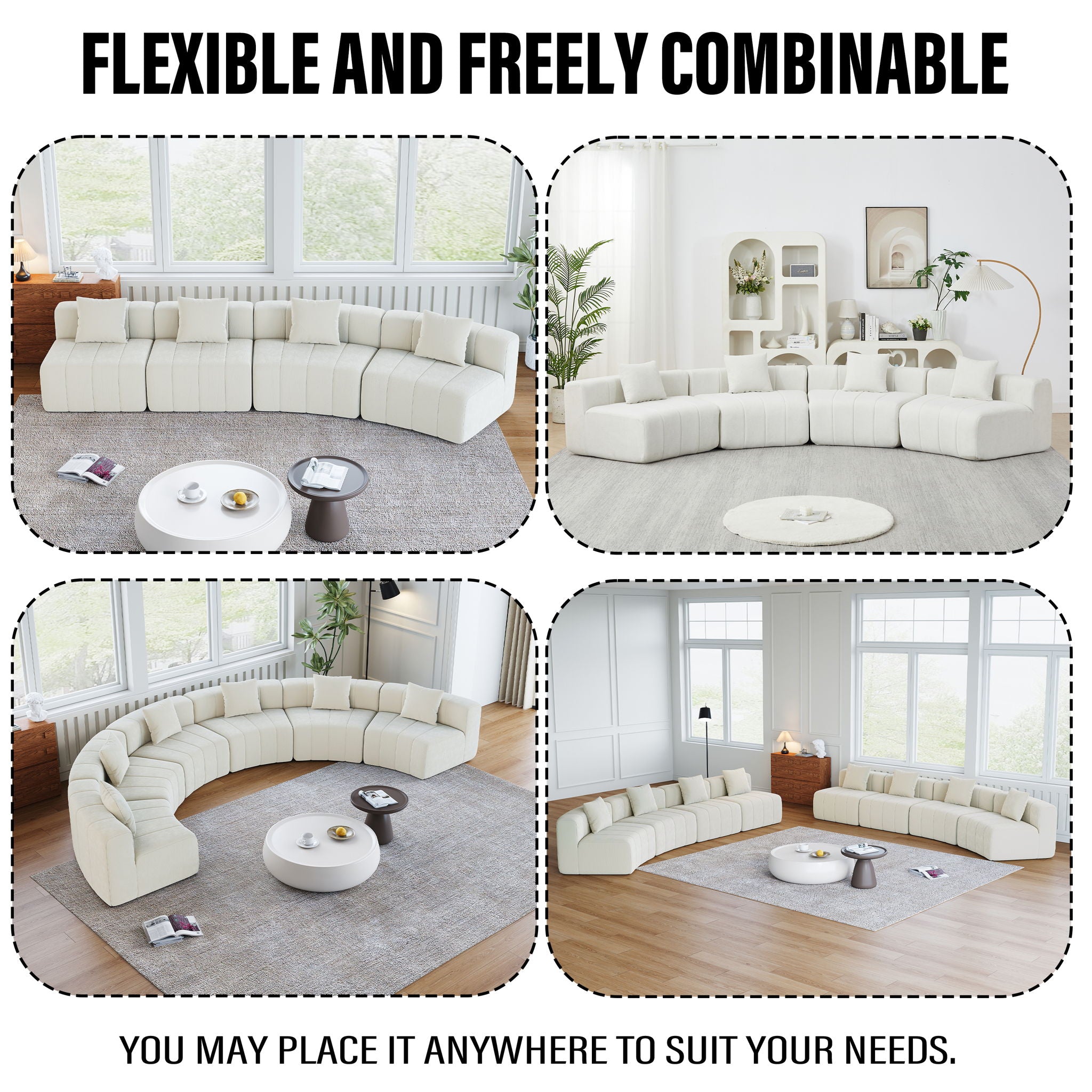Modular Sectional Sofa With 2 Pillows, Symmetrical Design by HouseOfZazla