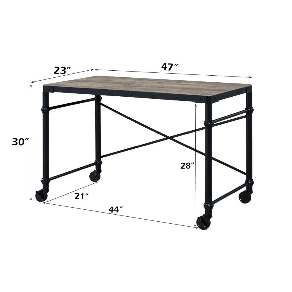Oklarth - Writing Desk - Rustic Oak & Black by Unique Piece Furniture