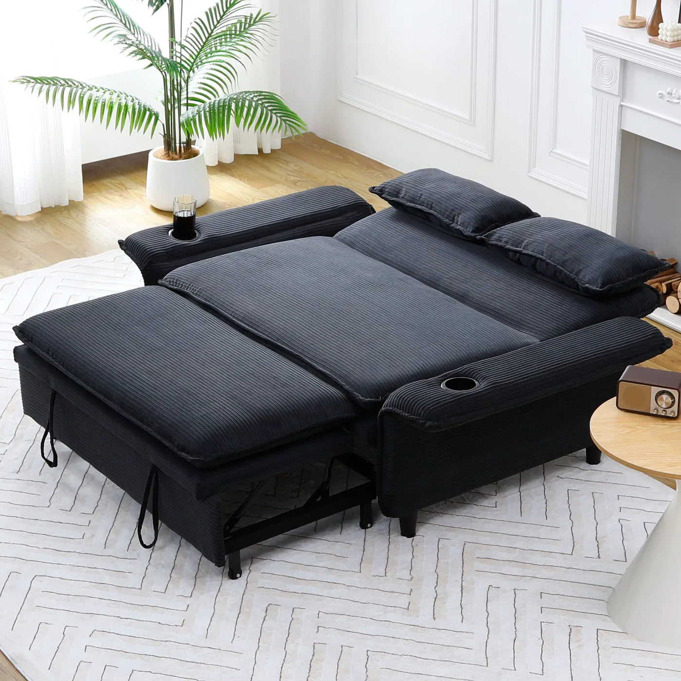 Modern Fabric Multi-Functional Sofa Bed With Adjustable Armrests And Backrests by HouseOfZazla