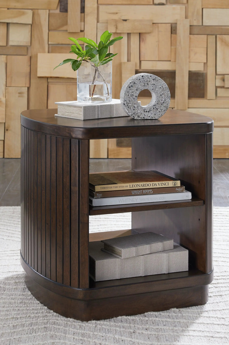 Korestone - Square End Table - Dark Brown by Unique Piece Furniture