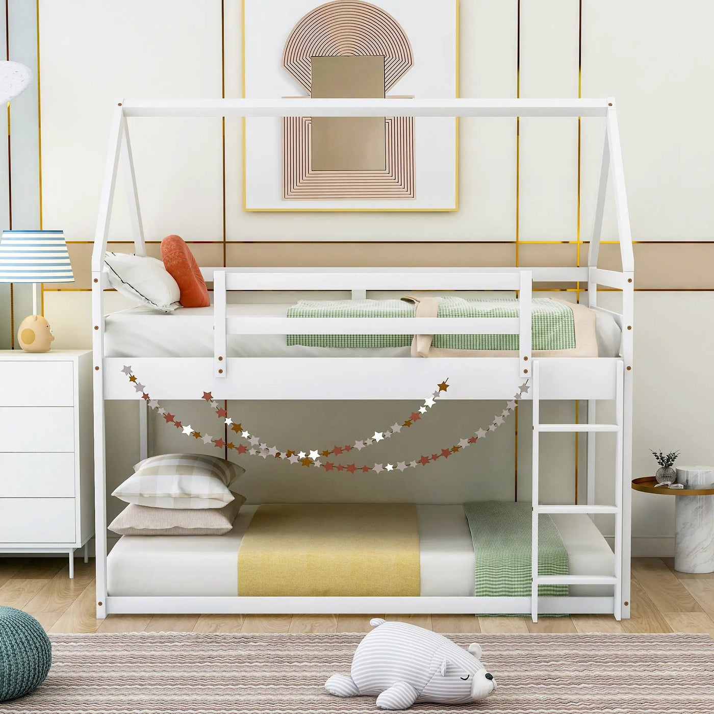 Low Bunk Bed With House Shaped Frame And Ladder by Unique Piece Furniture