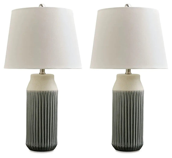 Afener - Ceramic Table Lamp (Set of 2) - Blue / Beige