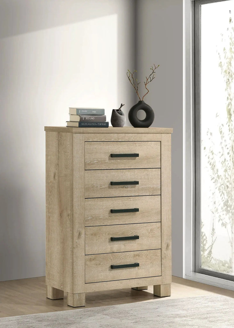 Oakglen 5-drawer Bedroom Chest of Drawers Weathered Oak by Unique Piece Furniture