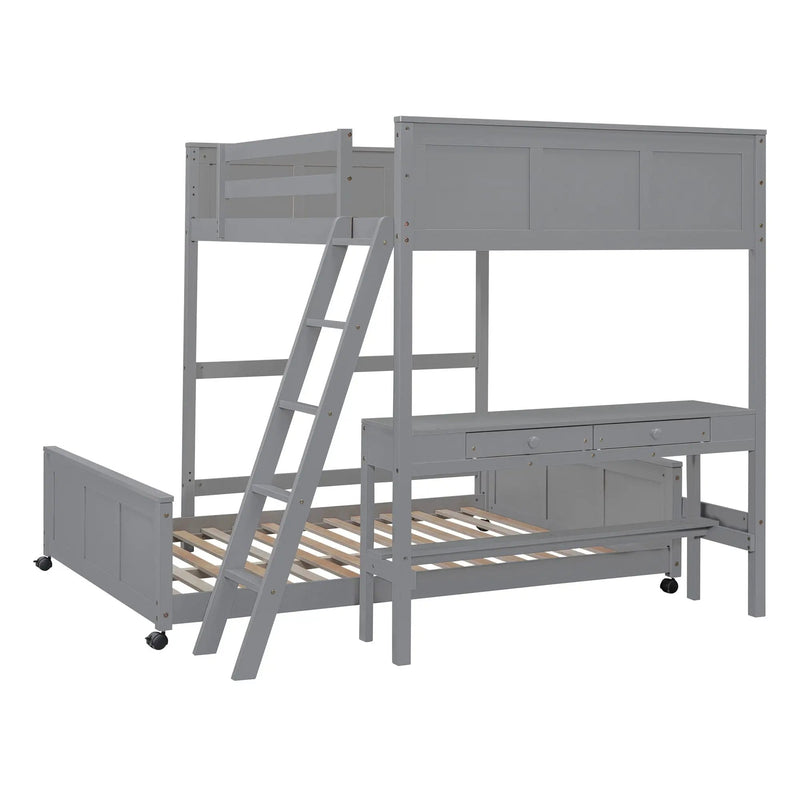 Full Over Full Bunk Bed With Desk by Unique Piece Furniture