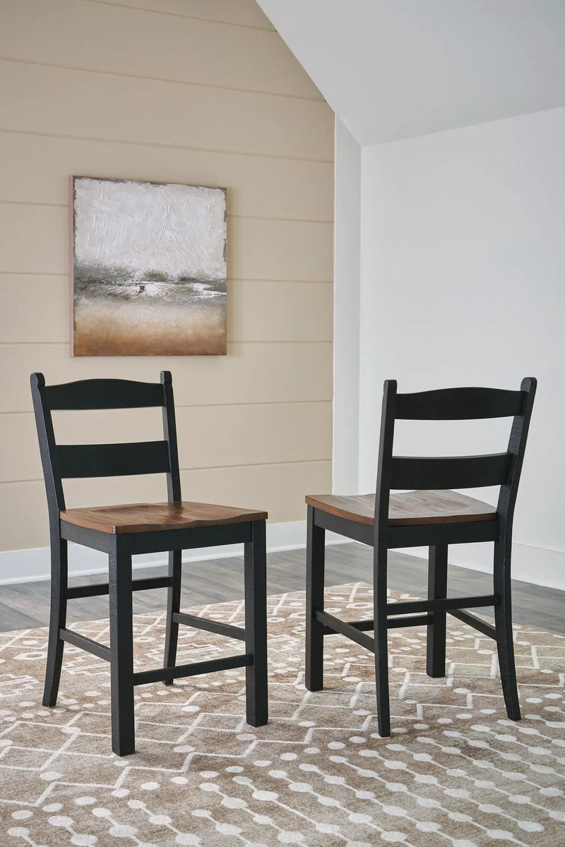 Valebeck - Barstool (Set of 2) - Black / Brown by Unique Piece Furniture