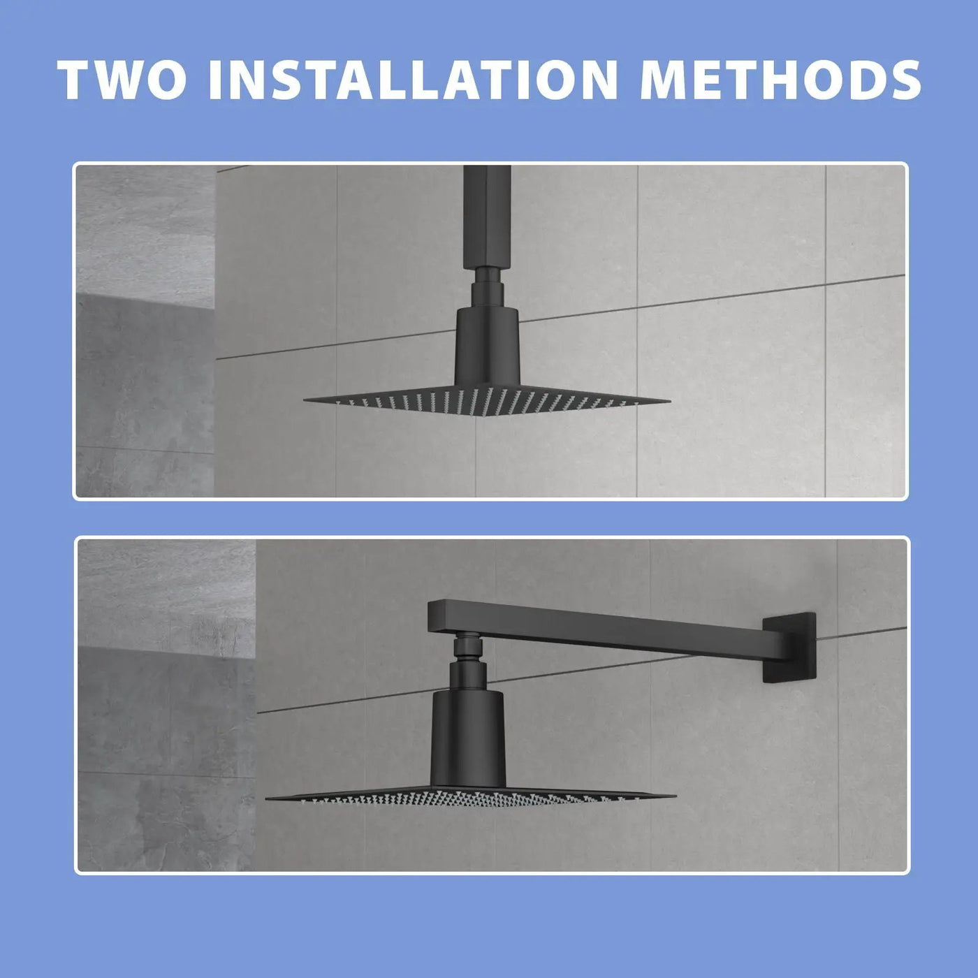 Ultra Thin 8" Square Rain Shower Head 304 Stainless Steel, Wall / Ceiling Mounted by HouseOfZazla