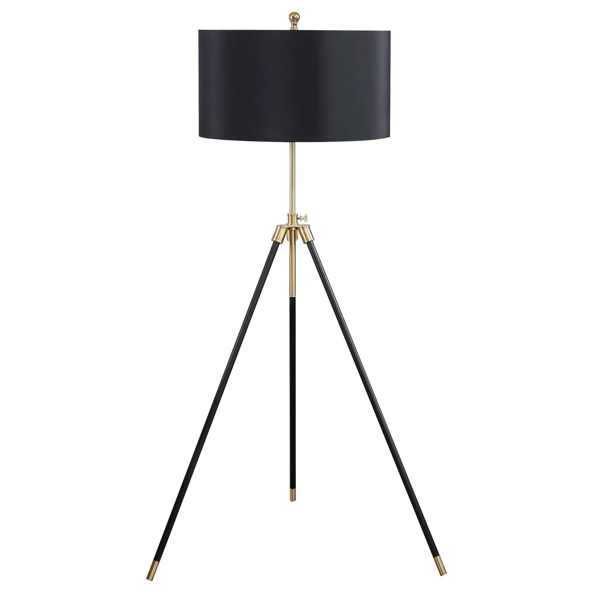 Tripod Drum Shade Floor Lamp With Rotary Switch - Black by HouseOfZazla