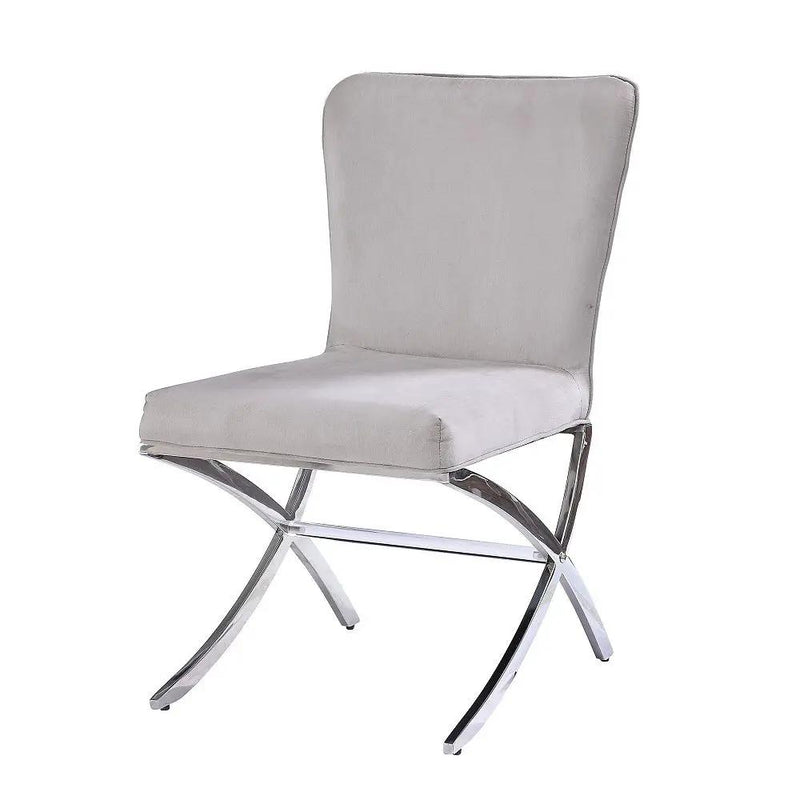 Daire - Side Chair (Set of 2) - Light Gray Velvet & Chrome by Unique Piece Furniture