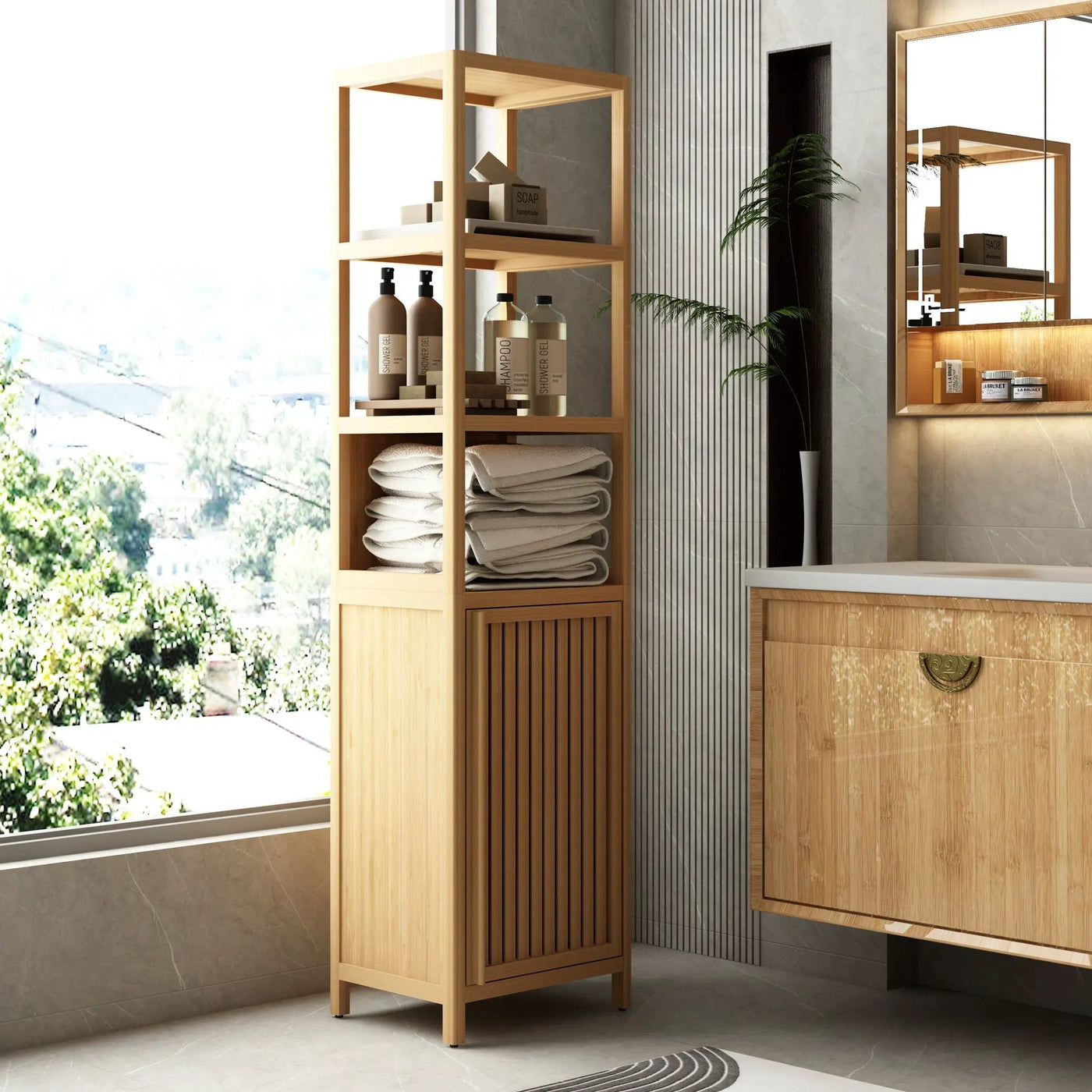 Storage Cabinet With Tall Tower, Multifunctional For Bathroom by HouseOfZazla
